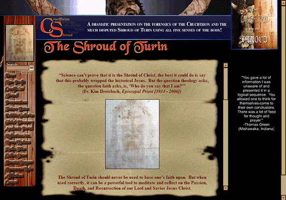 Crucfixion and the Shroud Website History 1